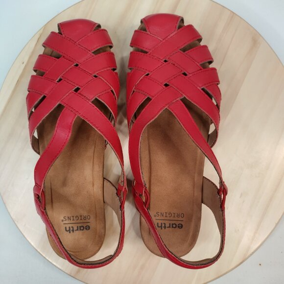 Earth Origins Berri Red Fisherman Strappy Slip-on Sandals Women US 9.5 - Picture 8 of 15